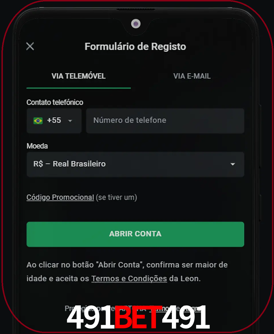 Abra o aplicativo e inicie o processo de registro.
