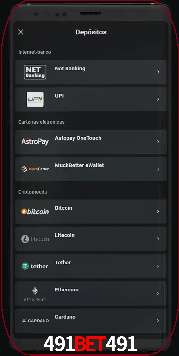 Você pode usar métodos alternativos de depósito.